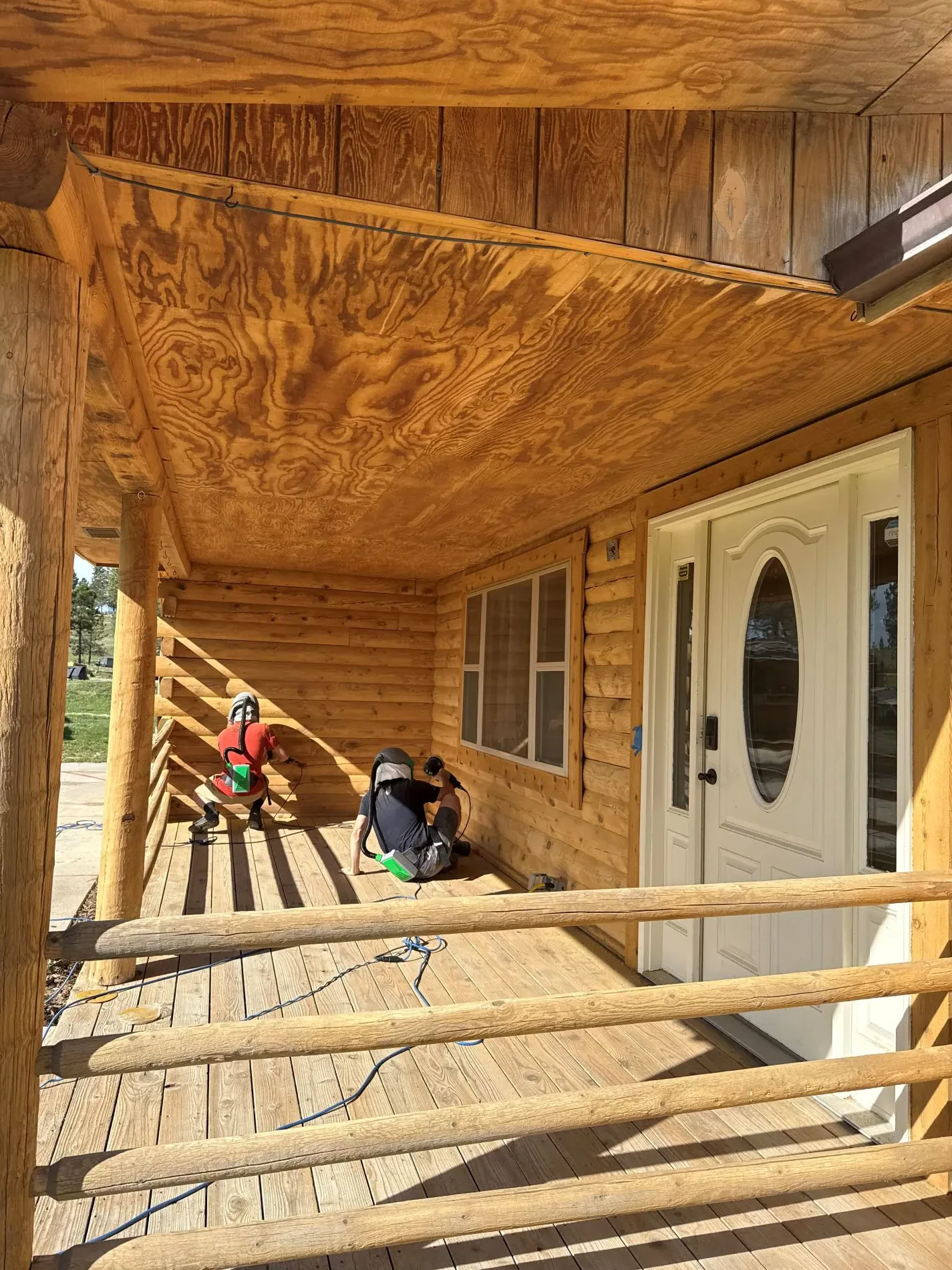Media Blasting Log Home